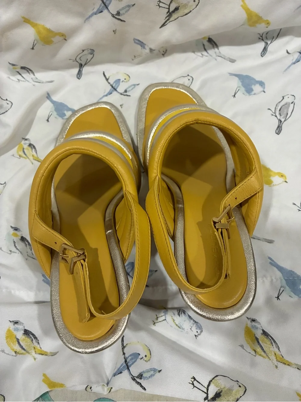 Tory Burch Yellow and Silver Padded Toe-Post Sandals
